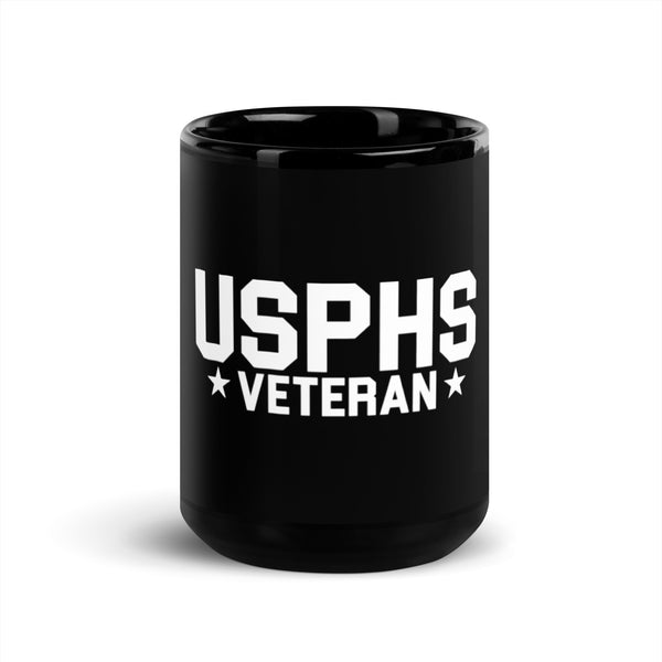 USPHS Veteran Black Glossy Mug