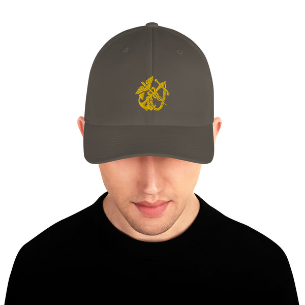 Anchor and Caduceus Structured Twill Cap
