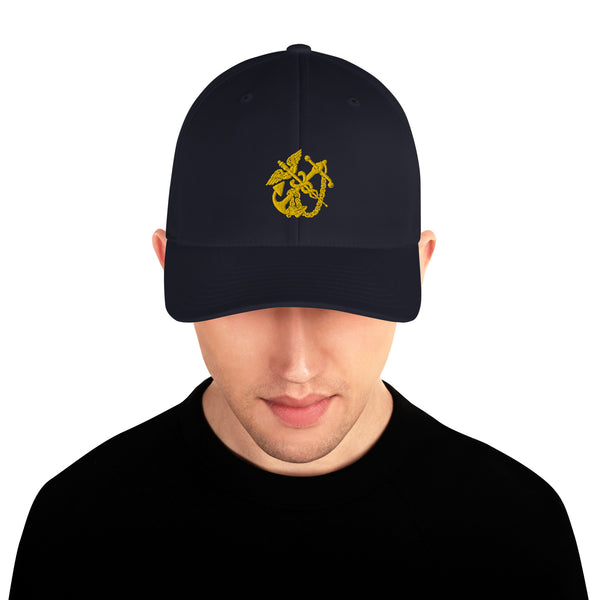 Anchor and Caduceus Structured Twill Cap