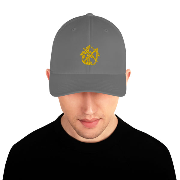 Anchor and Caduceus Structured Twill Cap