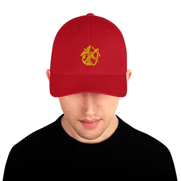 Anchor and Caduceus Structured Twill Cap