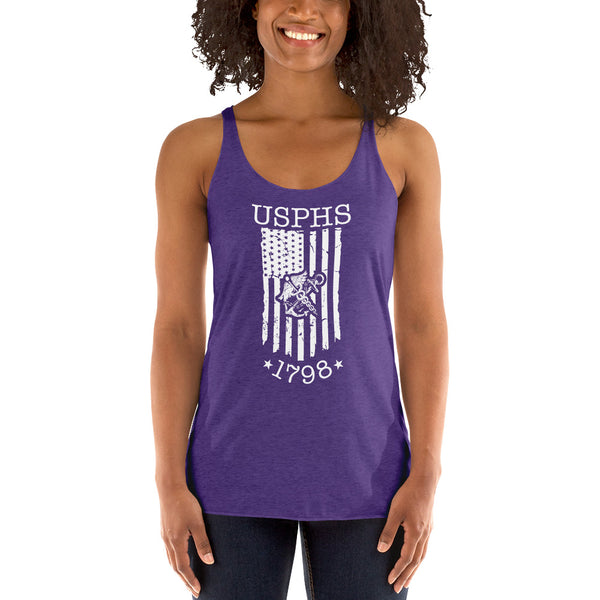 USPHS 1798 w/ Flag Women's Racerback Tank