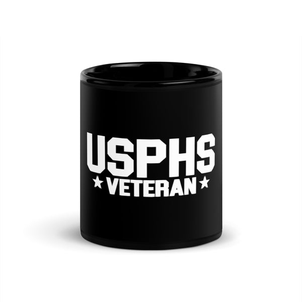 USPHS Veteran Black Glossy Mug